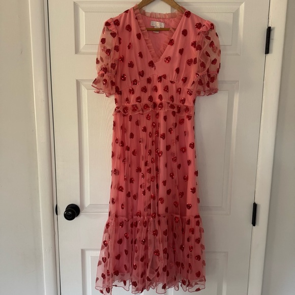 Rachel Parcell Sequin Hearts Tulle Midi Dress Size small - Picture 3 of 13